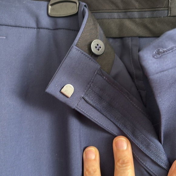 NWT Theory Demitria 4 Sea Blue traceable Wool flat front creased pants trousers - Picture 4 of 9